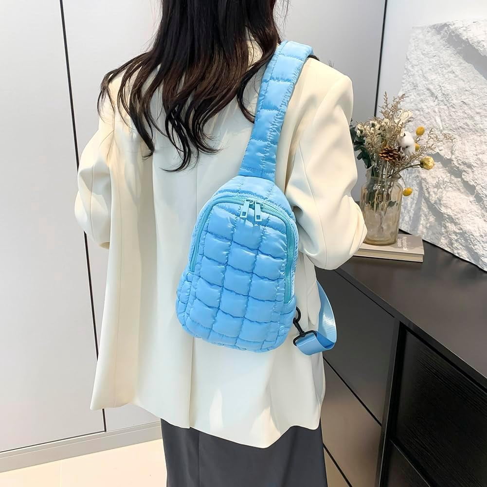 HMSHA Sling Bag Puffy Crossbody Purse for Women Fanny Pack Chest Bag Puffy Waist Bag