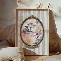 Chinoiserie Wall Art,Nancy Meyers Aesthetic Print,French Country Decor,Pastel Blue Botanical Scenery Artwork,Luxurious Artwork,Vintage Art Wall Art, Modern Wall Decor, 24x36 UNFRAMED