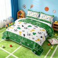 thumbnail image 3 of Manfei Soccer Sport Twin Quilt Set, Football Twin Coverlet Set, Green White Gold, Polka Dots Reversible 2pcs, 1 Bedspread and 1 Pillowcase, 3 of 7