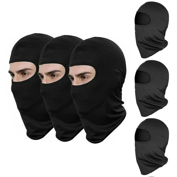 Q&Q ESSENTIALS 3 Pack Extreme Sports Balaclava Thin Full Face Mask Lightweight Motorcycle Warmer Ski Riding