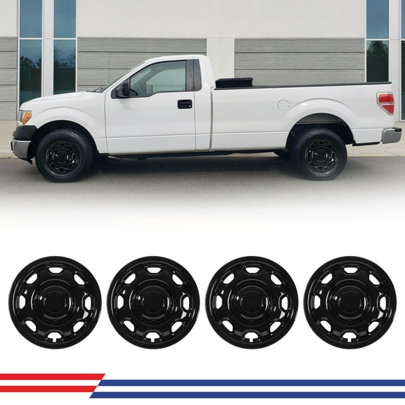 4pcs/Set 17" Hubcaps Wheel Rims Cover for 2010-2025 Ford F-150 Xl Model Snap-on Installation Black Lacquer