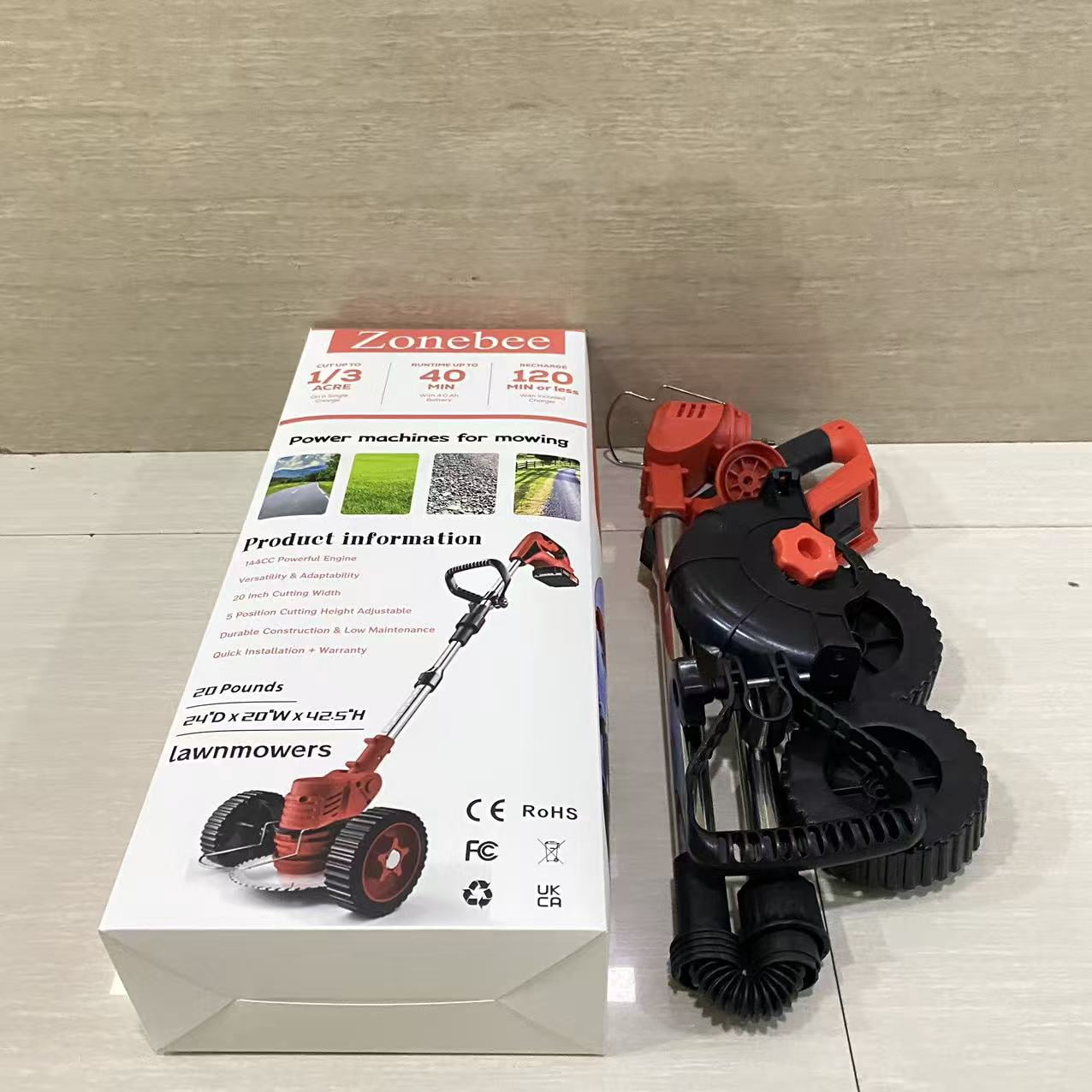 Zonebee Power machines for mowing,14-Inch Cordless String Trimmer & Edger, (2 x 21V 4.0Ah Electric Brush Cutter Battery Powered), with Auxiliary Bracket