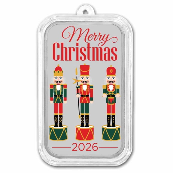 2026 1 oz Silver Colorized Bar - Merry Christmas Nutcrackers