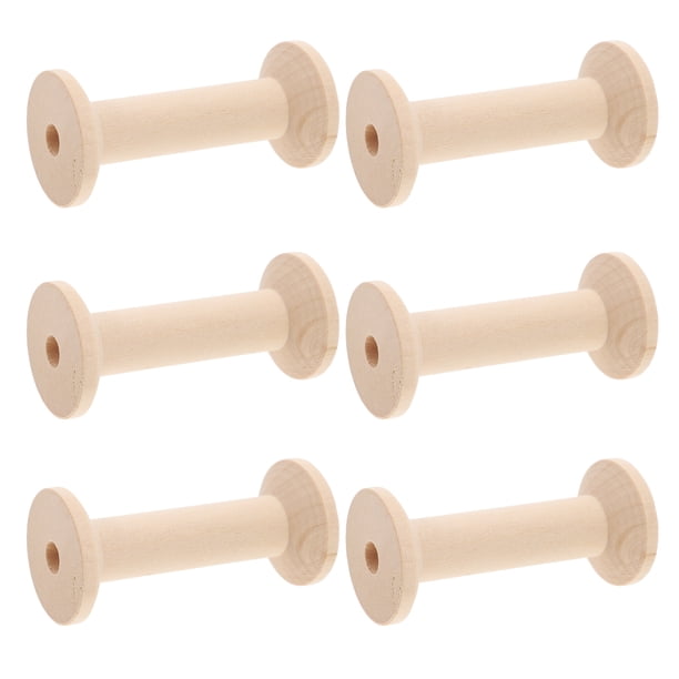 6 carretes grandes de madera sin terminar para costura, manualidades, carretes de hilo vacíos para tejido de alambre, carretes de madera para cinta de bordar