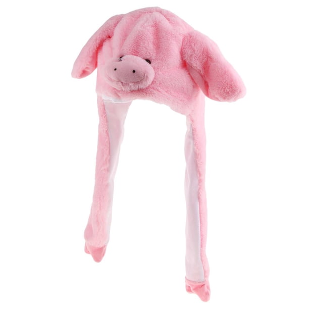 Gorro de Animal de Dibujo de Peluche con Movibles Regalo de Rosado Hugo oreja de sombrero de felpa en movimiento