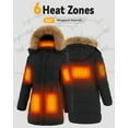 thumbnail image 3 of Fuklindy Graphene Heated Jacket for Women with Battery, 12V Fast Charge 18400mAh Large Capacity Winter Outdoor Lightweight Heating Jackets Long Down Jacket Black, 3 of 5