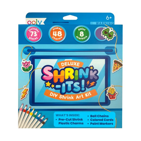 Kit de manualidades Ooly Shrink-Its de 74 piezas con marcadores y dijes