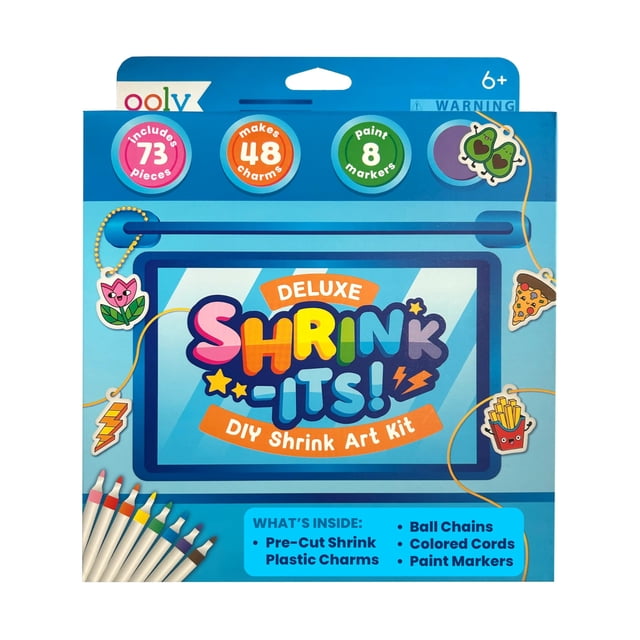 Kit de manualidades Ooly Shrink-Its de 74 piezas con marcadores y dijes