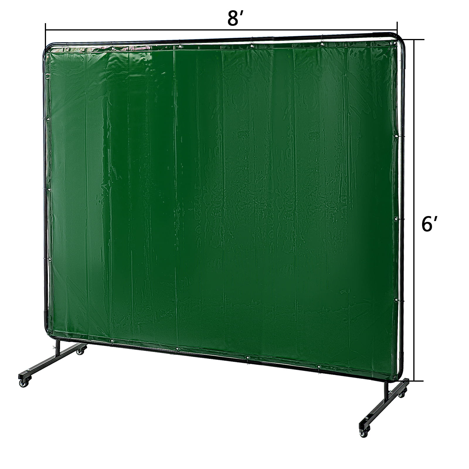 Mophorn 8 x 6 Welding Screen with Frame Red Vinyl Portable Welding Curtain with Wheels Welding Protection Screen 