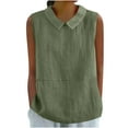 thumbnail image 2 of HongQid Linen Shirts for Women Sleeveless Tops Casual Collar Dressy Blouses Loose Tunic Tops, 2 of 5