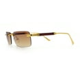thumbnail image 6 of Mens Luxury Hip Hop Rapper Beveled Rimless Narrow Rectangle Sunglasses Gold - Brown, 6 of 8