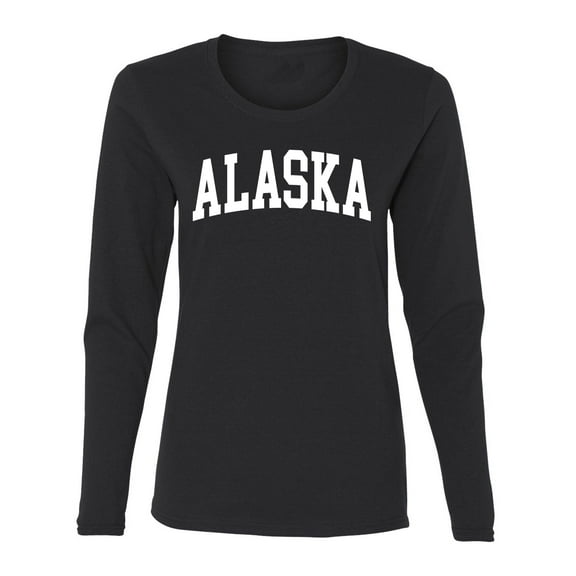 Wild Bobby State of Alaska College Style Women Graphic Long Sleeve Tee