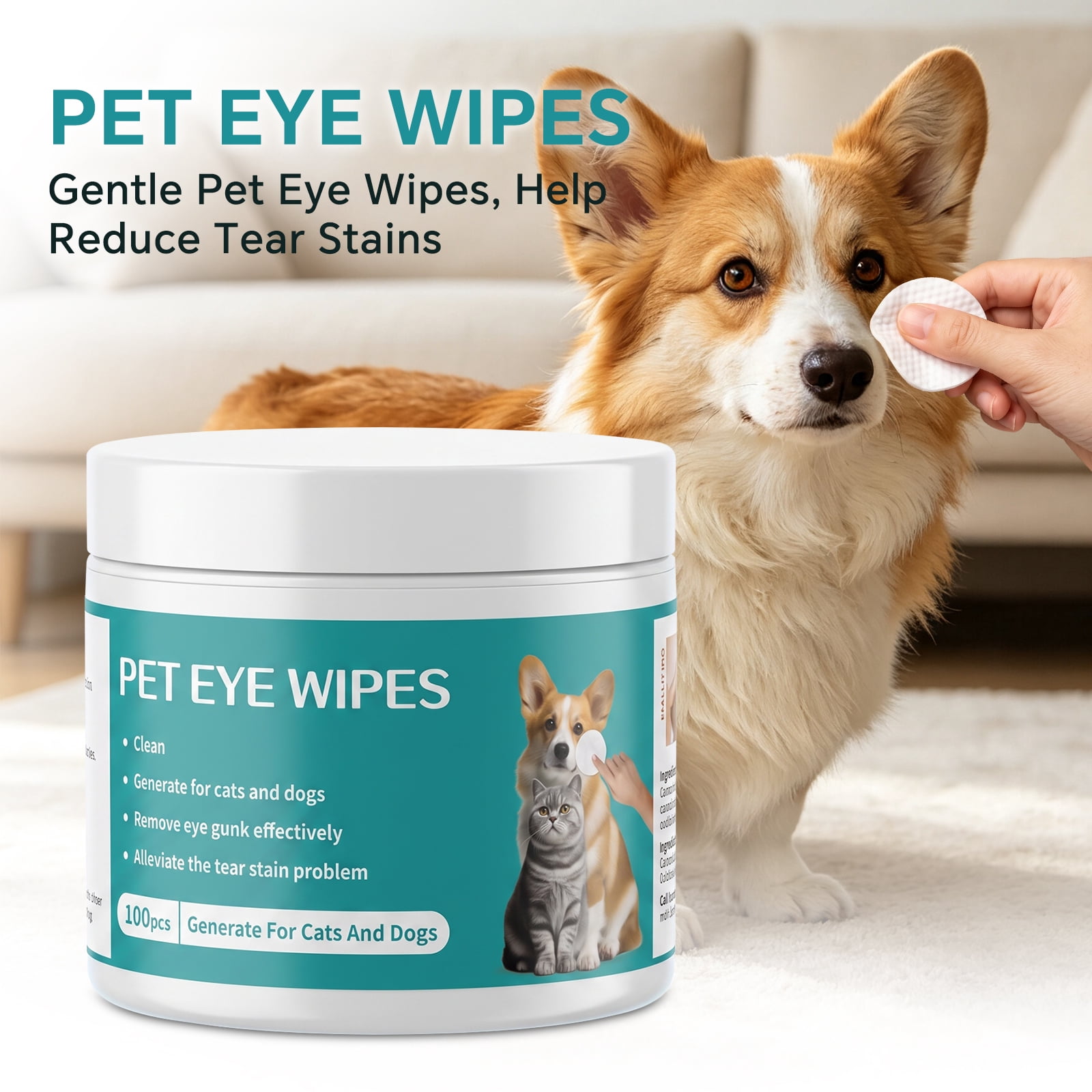 Pet Teeth Cleaning Finger Wipes, Eye Wipes, Paw Cleaner Foam, Ear Drops, Deodorizing Spray, Pet Glove Wipes Kit for Dogs & Cats