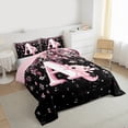 thumbnail image 3 of Manfei Girls Pink Monogrammed Bedding Comforter Set 2pcs, Personalized Letter A Twin Comforter Sets, Kawaii Axolotl Cherry Blossoms Bedding Set, Super Cozy Room Decor, 3 of 8