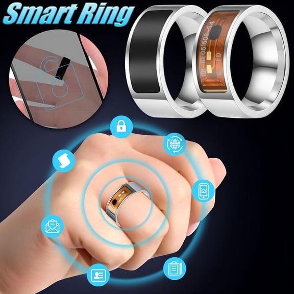 DESIGNICE 2024 New Rings for Women NFC Mobile Phone Smart Stainless Steel Wireless Radio Frequency Communication Water Resistance Jewelry Gifts for Her Brown