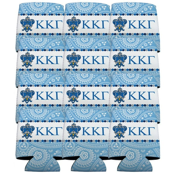VictoryStore Can and Beverage Coolers - Kappa Kappa Gamma, Paisley Print Design, Set of 12
