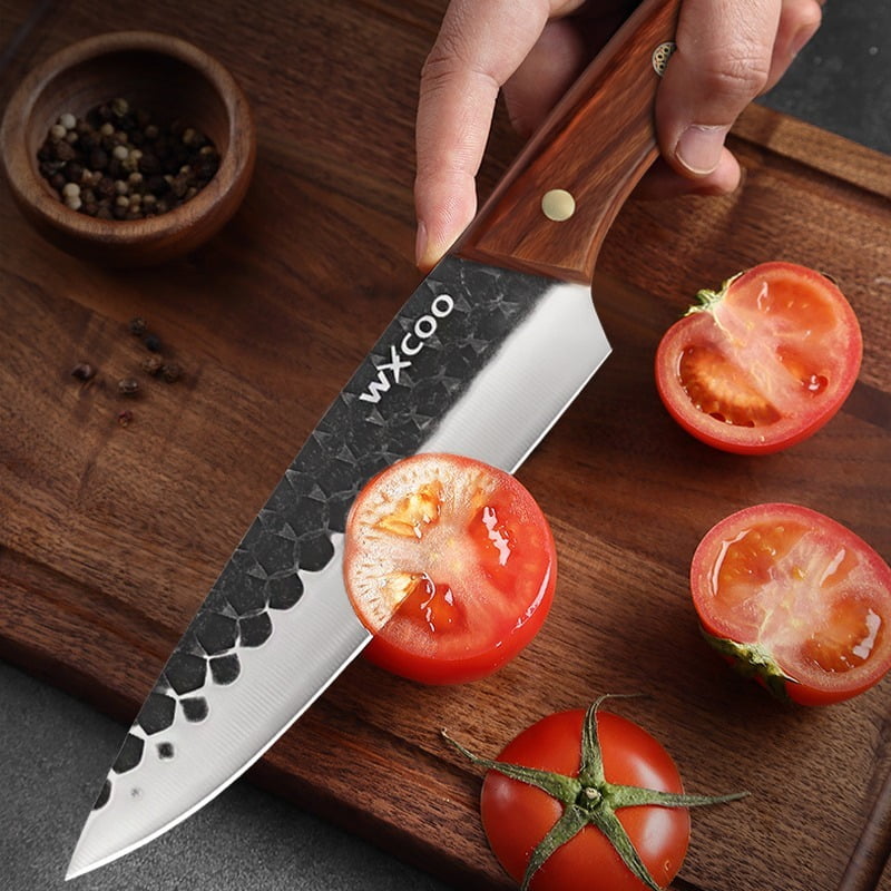 4PCS Handmade Utility Knife Stainless Steel Santoku Knife Forged Knife Multipurpose Knife Sharp Chef Knife Unique Knives for Cooking Kitchen Must Haves Fruit Fish Meat Cleaver Boning Knife Barbecue