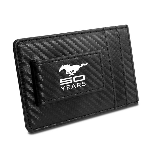 Ford Mustang 50 Years Black Carbon Fiber RFID Card Holder Wallet