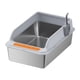 thumbnail image 3 of Caja de arena para gatos, caja de arena para gatos, semicerrada, fácil de limpiar con cuchara, bandeja de arena para gatos de entrada baja para gatos Gris claro, 3 of 10