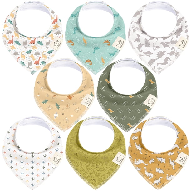 Baberos tipo bandana para bebés KeaBabies, 100% algodón orgánico, paquete de 8