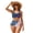 American Flag Pattern, variant on CHAQLIN Tropical Plumeria Floral Blue Bikini Sets Push Up Swimsuit Twist Front Top Padded Swimsuit High Waisted Bathing Suits Sport Swimsuits Tie Knot High Rise Bottom for Women XS-3XL
