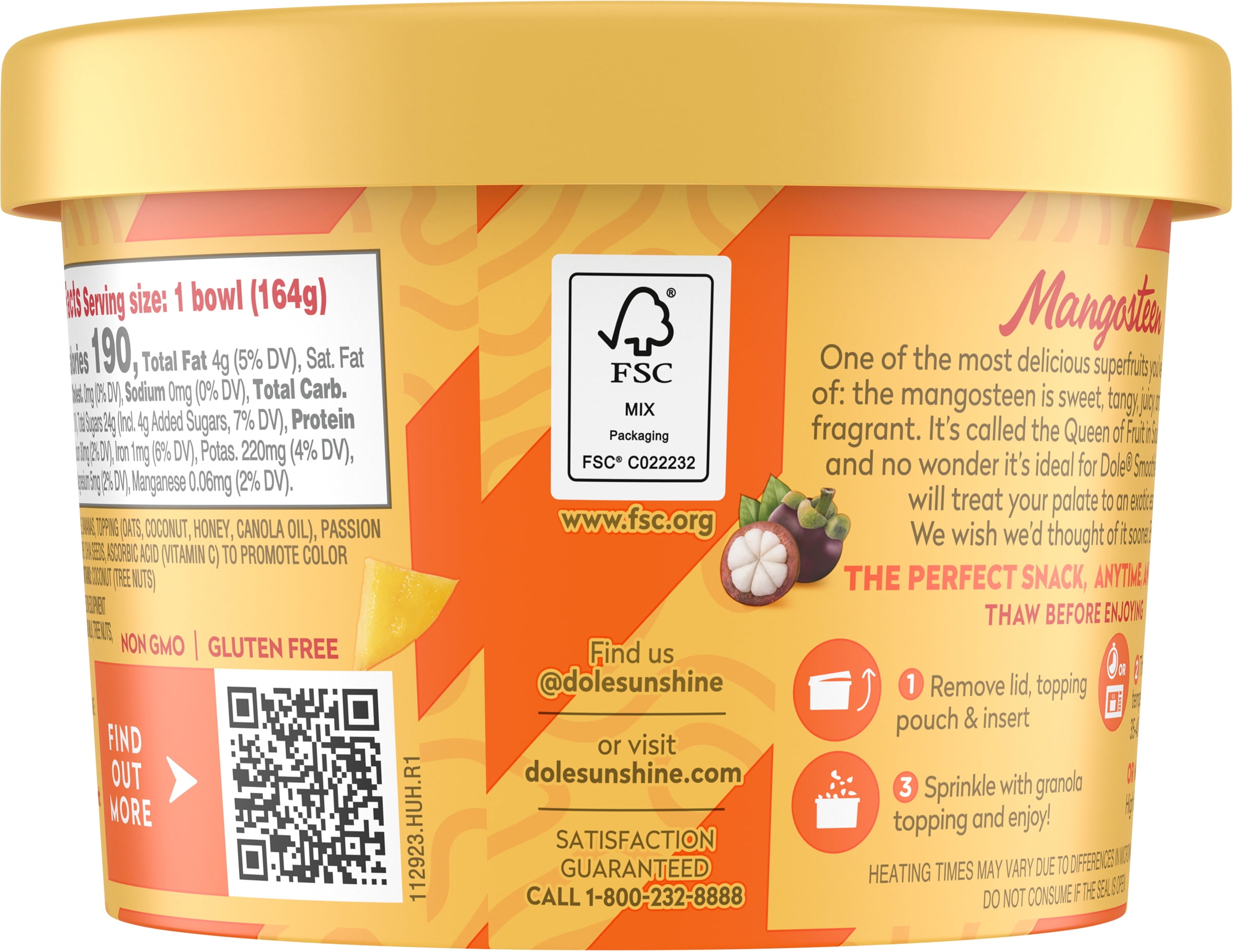 Dole Mango Gets Mangosteen Frozen Smoothie Bowl, 5.8 oz