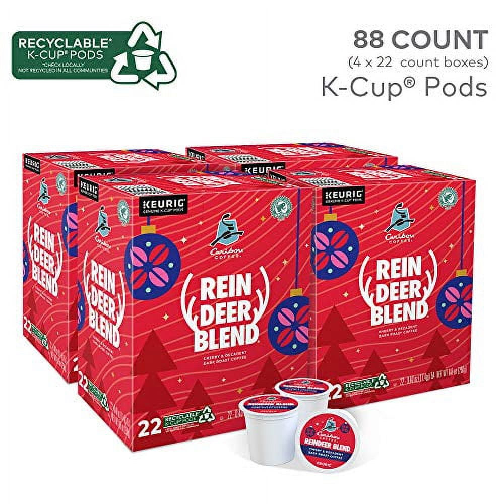 Caribou Coffee Reindeer Blend, .. Single-Serve Keurig K-Cup Pods, .. Dark Roast Coffee Pods, .. 88 Count