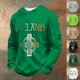 thumbnail image 2 of St Patrick's Day Shirt Men, Waffle Knit Green Crewneck Top with Shamrock Graphic and Sleeve Detail, Casual Holiday Clothing, 2 of 6