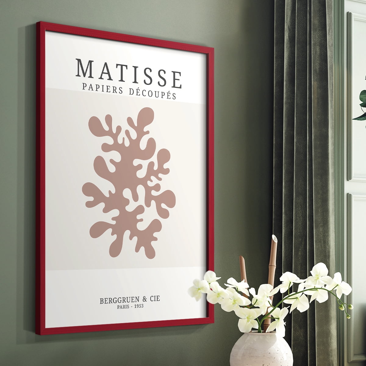 Matisse CDXXX in Red Solid Wood Framed Print No Nail Hanging