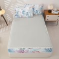 thumbnail image 4 of Homewish Cartoon Cute Seahorse Zipper Twin Comforter Sets with Fitted Sheet and 2 Pillowcases,Watercolor Coral Starfish Zipper Bedding Set For Girls Boys,Ocean Theme,Reversible,4 Pieces, 4 of 7