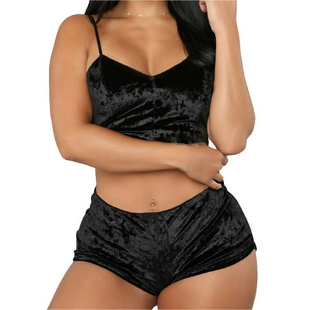 

Women s Sexy 2Pcs Lingerie Crop Tops Babydoll Underwear Shorts Nightwear Sets