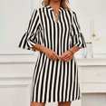thumbnail image 2 of XuJwPNcy Summer Dresses for Women Trendy 3/4 Sleeve Striped T-Shirt Dress Casual V-Neck Work Office Mini Dress, 2 of 7