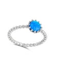 thumbnail image 4 of CHOOSE YOUR COLOR Blue Simulated Opal Solitaire Ring .925 Sterling Silver Bead Ball Band CZ Female Size 10, 4 of 4
