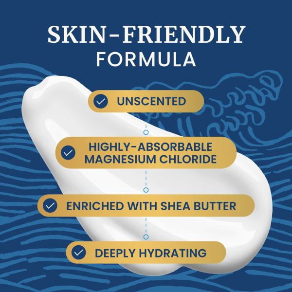 (2 pack) Nobi Nutrition Magnesium Lotion for Relaxation & Skin Moisture, Unscented Fast-Absorbing Body Cream with Shea Butter, 8 fl oz