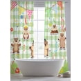 thumbnail image 5 of The Earth Dial Mouse Day Sheer Curtains 2 Panels Set Cute Triangular Flags Flowers Green Plaid Sheer Window Curtains Light Filtering Rod Pocket Voile Drapes for Bedroom Living Room 52"X84", 5 of 8