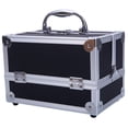 thumbnail image 5 of Makeup Box Train Case Large Storage Capacity Portable Travel Cosmetic Organizer with Compartments and 2-Tier Trays with Mirror, Lockable with Keys - Black, 5 of 9