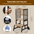 thumbnail image 5 of Toddler Standing Tower - Adjustable Height Toddler Kitchen Stool Helper - Kids Kitchen Step Stool for Learning with Removable Safety Railing Black&Natural, 5 of 8
