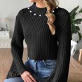 thumbnail image 5 of Qetyuw Crop Crochet Knit Sweater for Women Chunky Long Sleeve Mock Neck Pullover Sweaters Solid Color Casual Jumper, 5 of 6