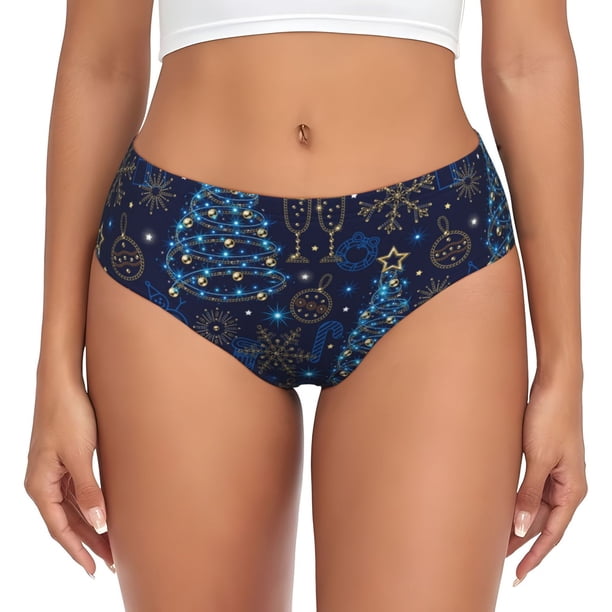 Balery Shining Christmas Tree Ropa Interior de Algodón para Mujer con Dibujo – Braguitas Cómodas y Elásticas, Estilo Clásico-X-Small