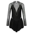 thumbnail image 6 of iEFiEL Womens Long Sleeve Ballet Dance Skirted Leotard Rhinestone Skating Dress Costume, 6 of 7