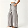 thumbnail image 5 of Tsivenald Womens Linen Wide Leg Pants Elastic Drawstring Waist Lightweight Breathable Summer Beach Casual Trousers, 5 of 7