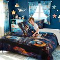 thumbnail image 4 of meiyoeat Music Shark Full Size Comforter Sets for Kids Boys Girls, Galaxy Star Space Animal Bedding Comforter Set, Blue, Grey Reversible, 3-Piece, 1 Comforter and 2 Pillowcases, 4 of 6