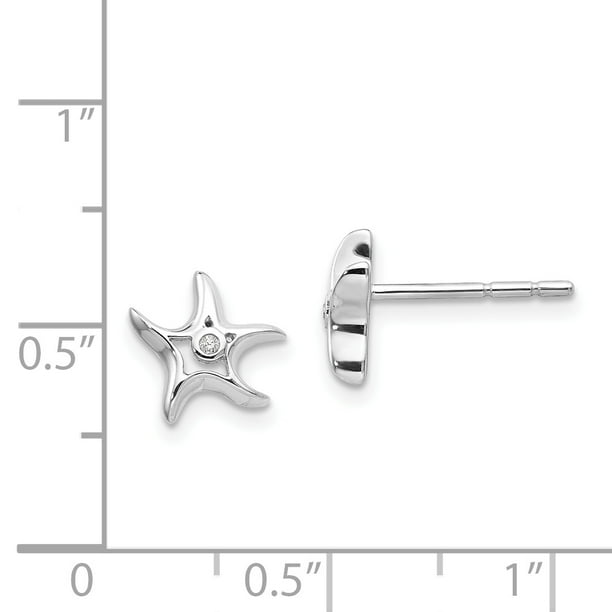 Sterling Silver White Ice Diamond Starfish Post Earrings Sterling Silver White Ice Diamond Starfish Post Earrings