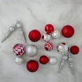 thumbnail image 2 of Northlight Shatterproof 3-Finish Christmas Ball and Finial Ornaments - Red and Silver - 75ct, 2 of 5
