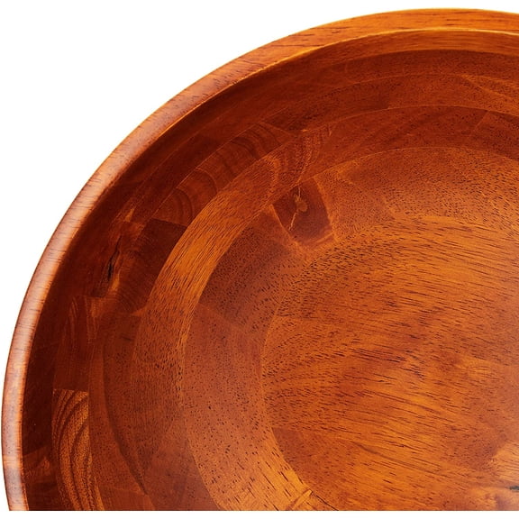 Large Wooden Serving Bowl, Footed Beechwood with Cherry Finish, 13.75 Inch Fruit and Salad Bowl for Home Dining