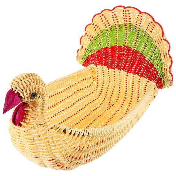 OUNONA Turkey Shaped Imitation Rattan Fruit Basket for Storage Use Multi Color 7 Inch x 5 Inch
