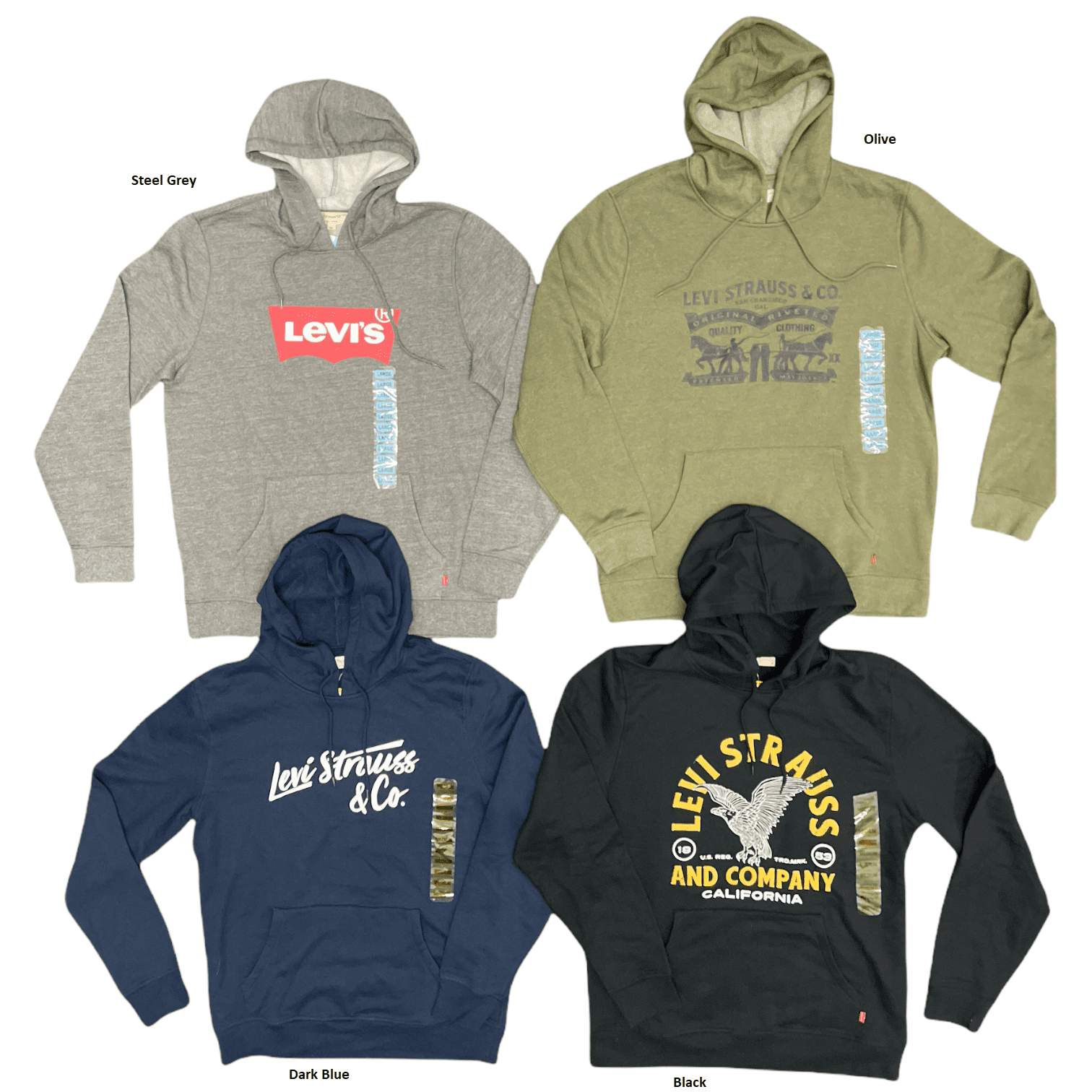 Levi's Men's Cotton Blend Classic Logo Pullover Relaxed Hoodie Sweatshirt ( Olive, XXL) 