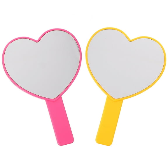 Heart Shaped Hand Mirror for Makeup with ABS Material in Orange Color Giftable Compact Mirror 2 Pcs