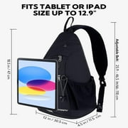 WATERFLY Unisex Large Capacity Nylon Sling Cross-Body Shoulder Chest Bag,Black