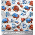 thumbnail image 1 of Soimoi Viscose Chiffon Fabric Dot & Fish Ocean Printed Craft Fabric by The Yard 42 Inch Wide, 1 of 3